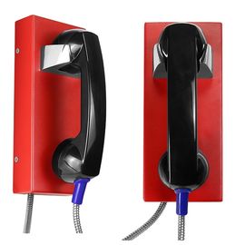 Telefono analogico rosso affidabile della parete del quadrante automatico con il microtelefono nero della prova del vandalo
